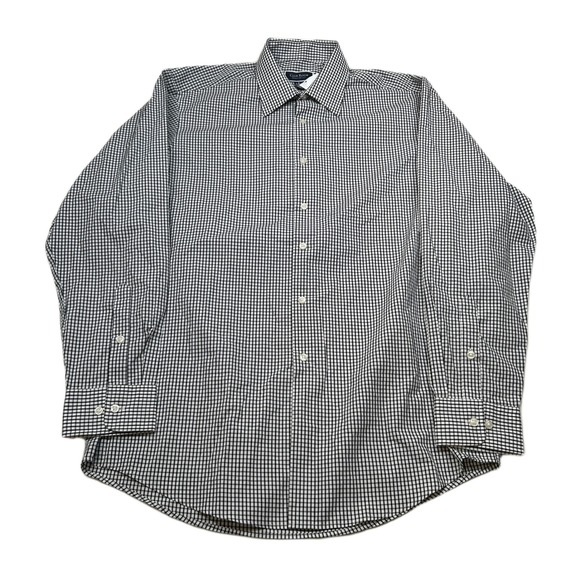 Club Room Check Dress Shirt Mens Medium‎ Black White Regular Fit NEW - Picture 1 of 6